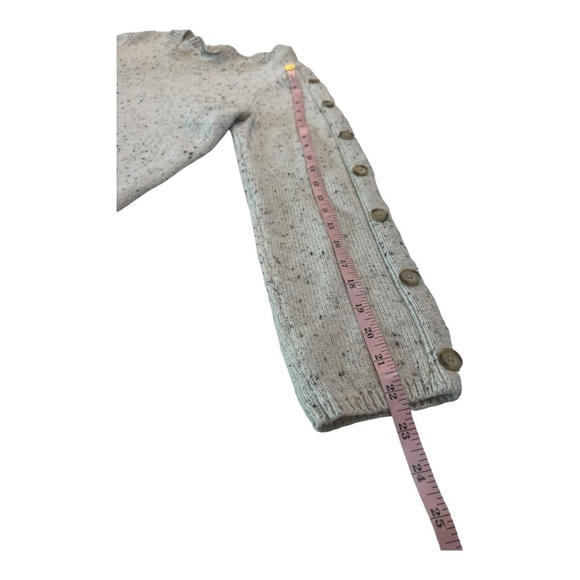 LOFT Button Sleeve Sweater Crew Neck Dress in Speckled Oatmeal Cream Size S - Picture 5 of 15